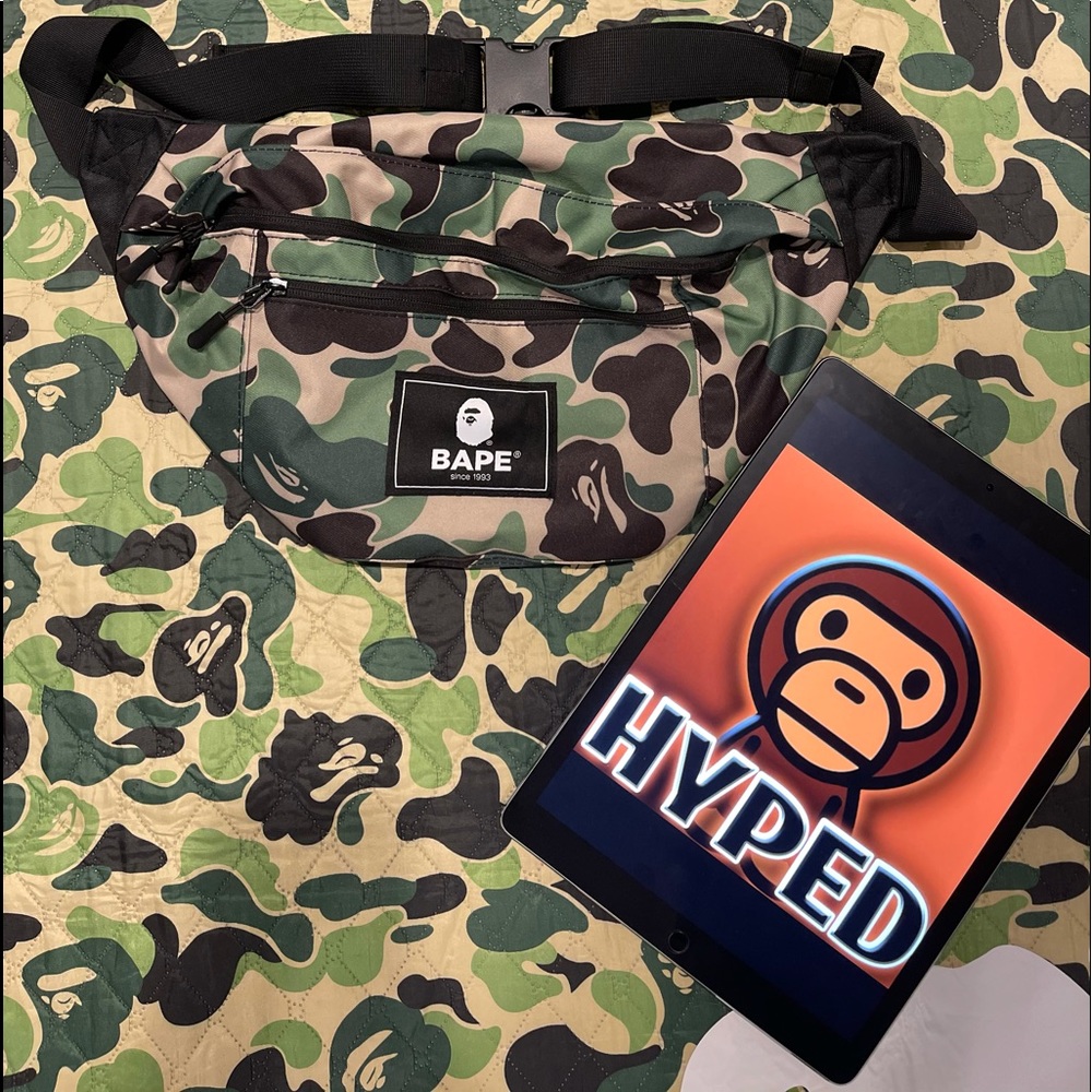 Bape A Bathing Ape Green ABC Camo Large Waist Bag